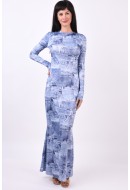 Dress Somethingnew Sndenny Denim Print Maxi Blue Denim